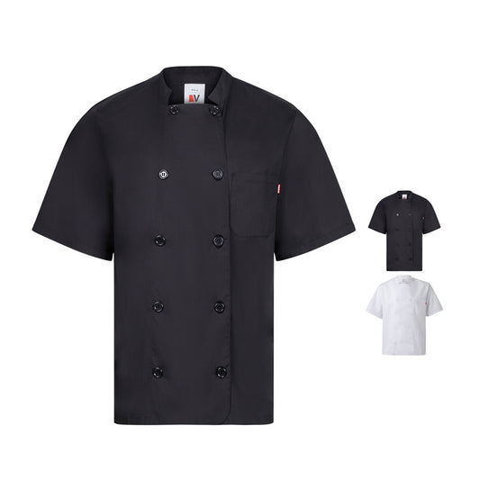 VL DURGA. Jaleca de cozinha de popelina (110g/m²) de manga curta, em algodão (35%) e poliéster (65%)