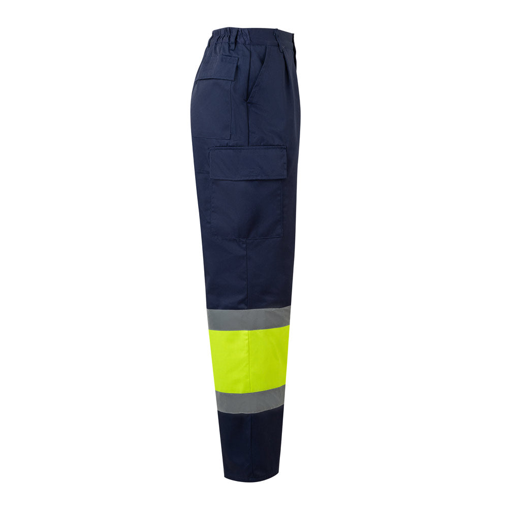VL ARTEMIS. Calças bicolor, em sarja (190g/m²), em algodão (20%) e poliéster (80%)