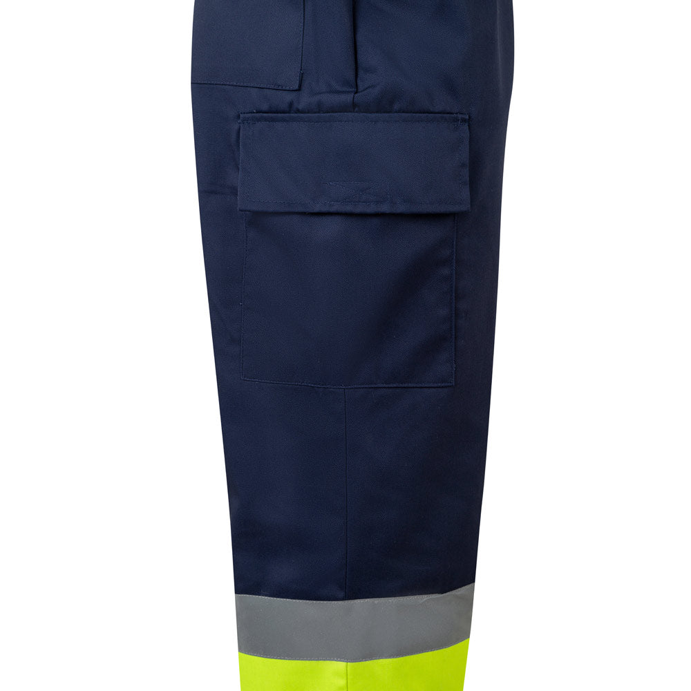 VL ARTEMIS. Calças bicolor, em sarja (190g/m²), em algodão (20%) e poliéster (80%)