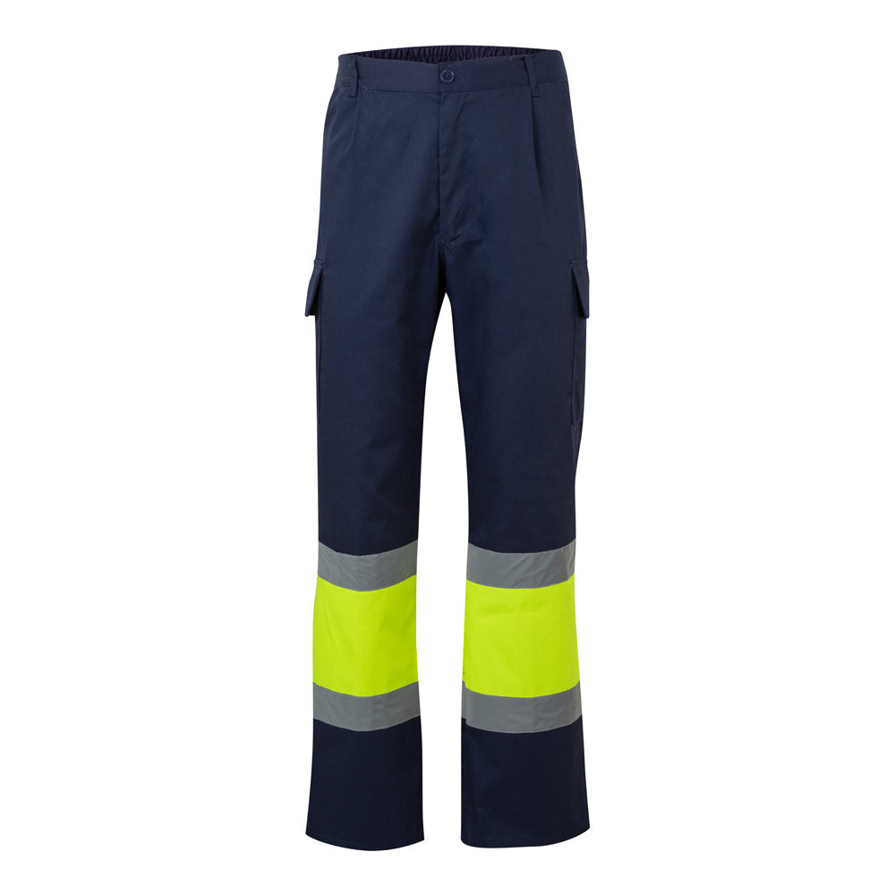 VL ARTEMIS. Calças bicolor, em sarja (190g/m²), em algodão (20%) e poliéster (80%)