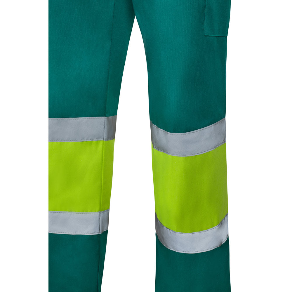 VL ARTEMIS. Calças bicolor, em sarja (190g/m²), em algodão (20%) e poliéster (80%)