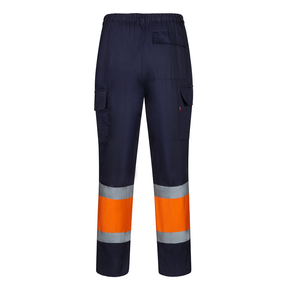 VL ARTEMIS. Calças bicolor, em sarja (190g/m²), em algodão (20%) e poliéster (80%)