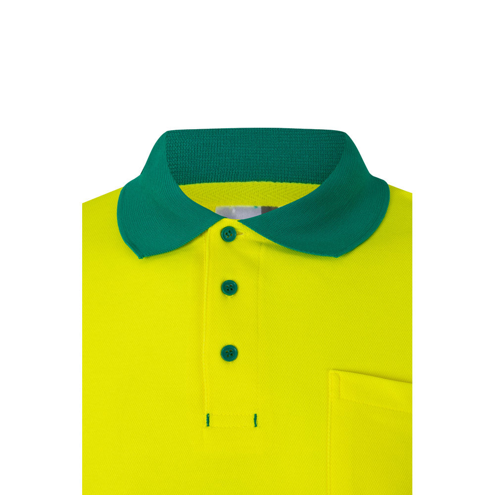 VL PLUTO. Polo bicolor piqué (150g/m²) de manga comprida, em algodão (55%) e poliéster (45%)