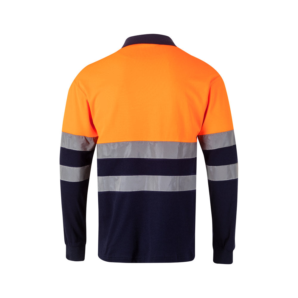 VL PLUTO LARGE. Polo bicolor piqué (150g/m²) de manga comprida, em algodão (55%) e poliéster (45%)