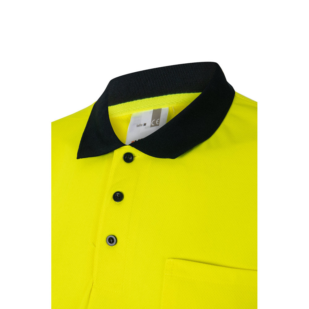 VL FORTUNA. Polo bird-eye (140g/m²) de manga curta, em poliéster (100%)