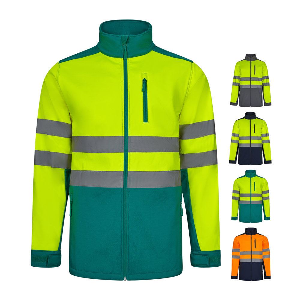 VL HESTIA. Casaco bicolor soft shell (280g/m²), em poliéster (96%) e elastano (4%)