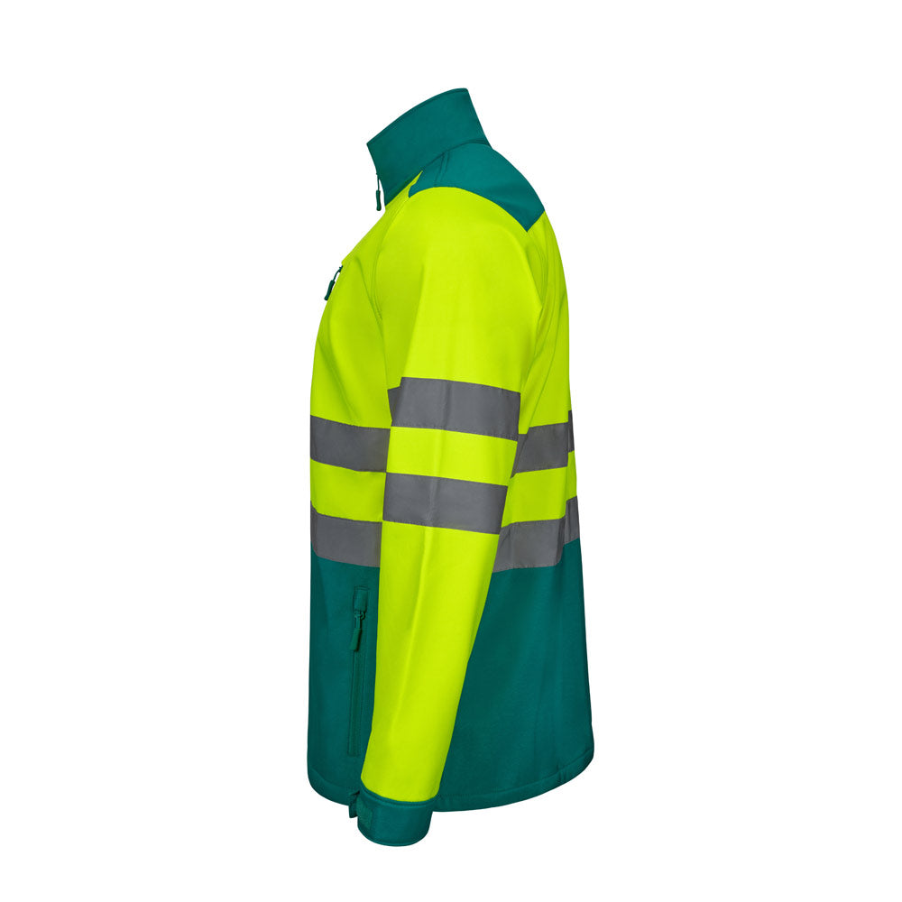 VL HESTIA LARGE. Casaco soft shell (280g/m²) bicolor, com forro polar e membrana de TPU, em poliéster (96%) e elastano (4%)