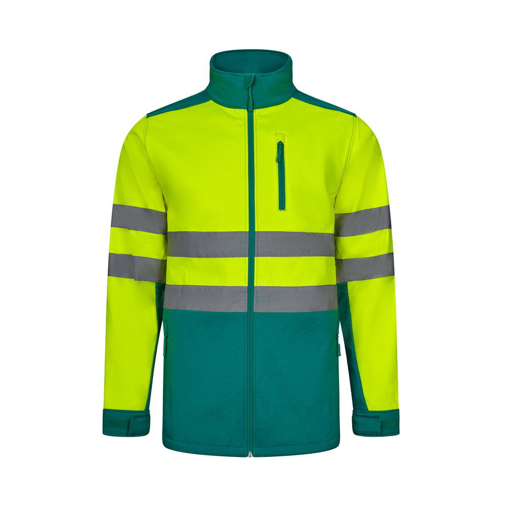 VL HESTIA LARGE. Casaco soft shell (280g/m²) bicolor, com forro polar e membrana de TPU, em poliéster (96%) e elastano (4%)