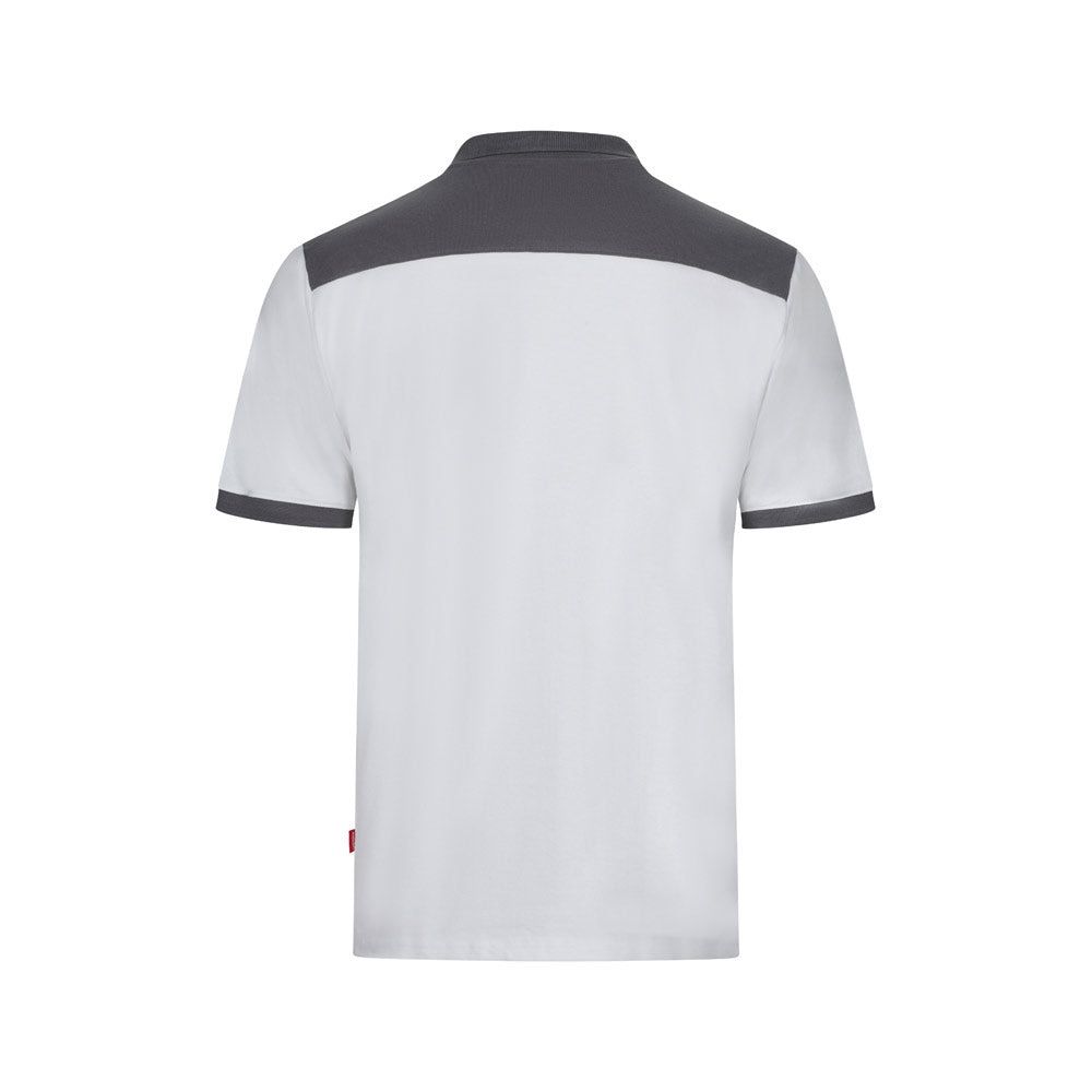 VL VELES. Polo piqué stretch bicolor (200g/m²) de manga curta, em poliéster (96%) e elastano (4%)