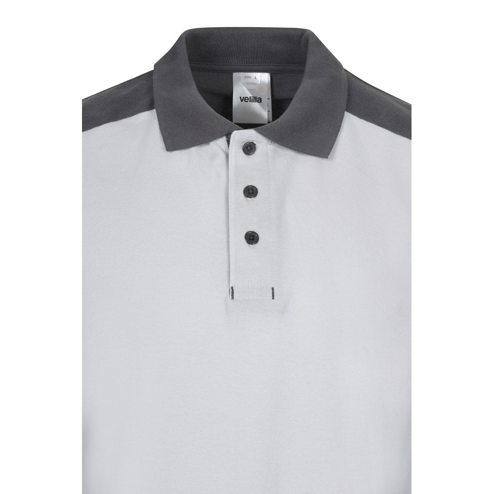VL VELES. Polo piqué stretch bicolor (200g/m²) de manga curta, em poliéster (96%) e elastano (4%)
