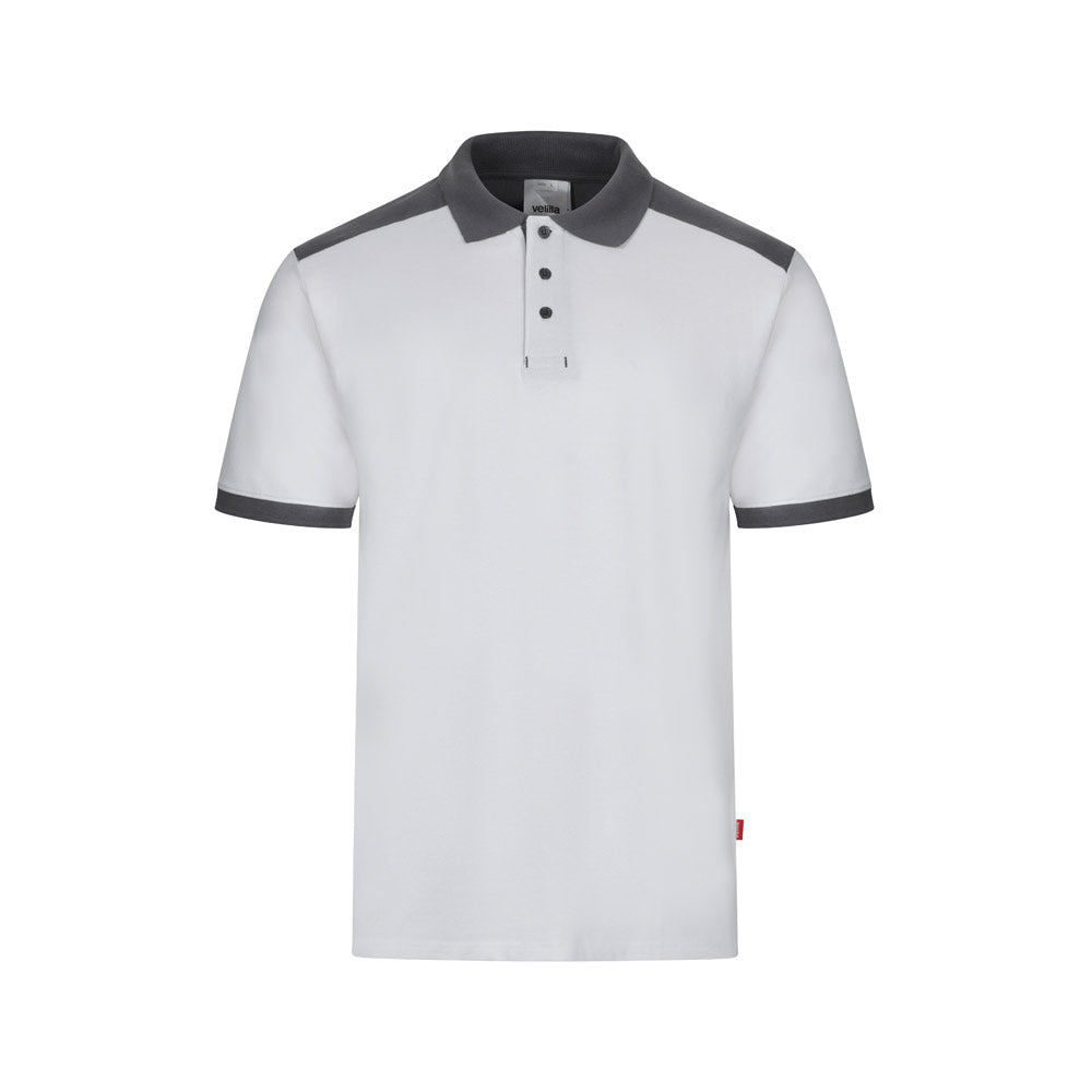 VL VELES. Polo piqué stretch bicolor (200g/m²) de manga curta, em poliéster (96%) e elastano (4%)