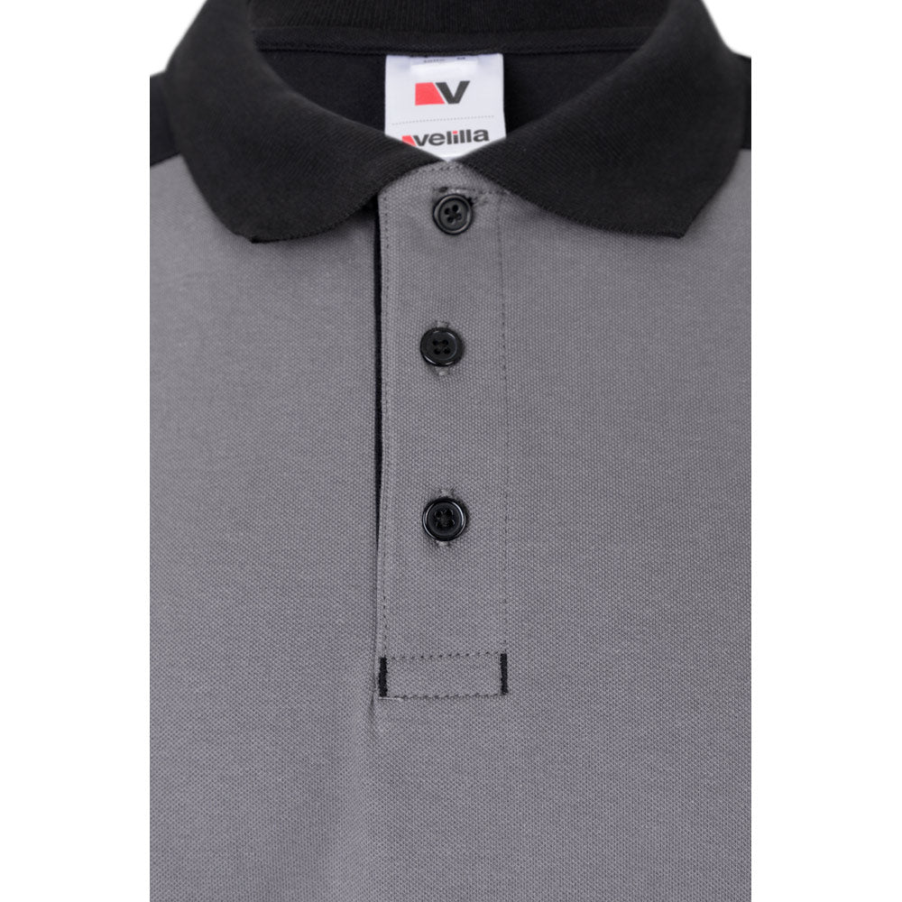 VL VELES. Polo piqué stretch bicolor (200g/m²) de manga curta, em poliéster (96%) e elastano (4%)