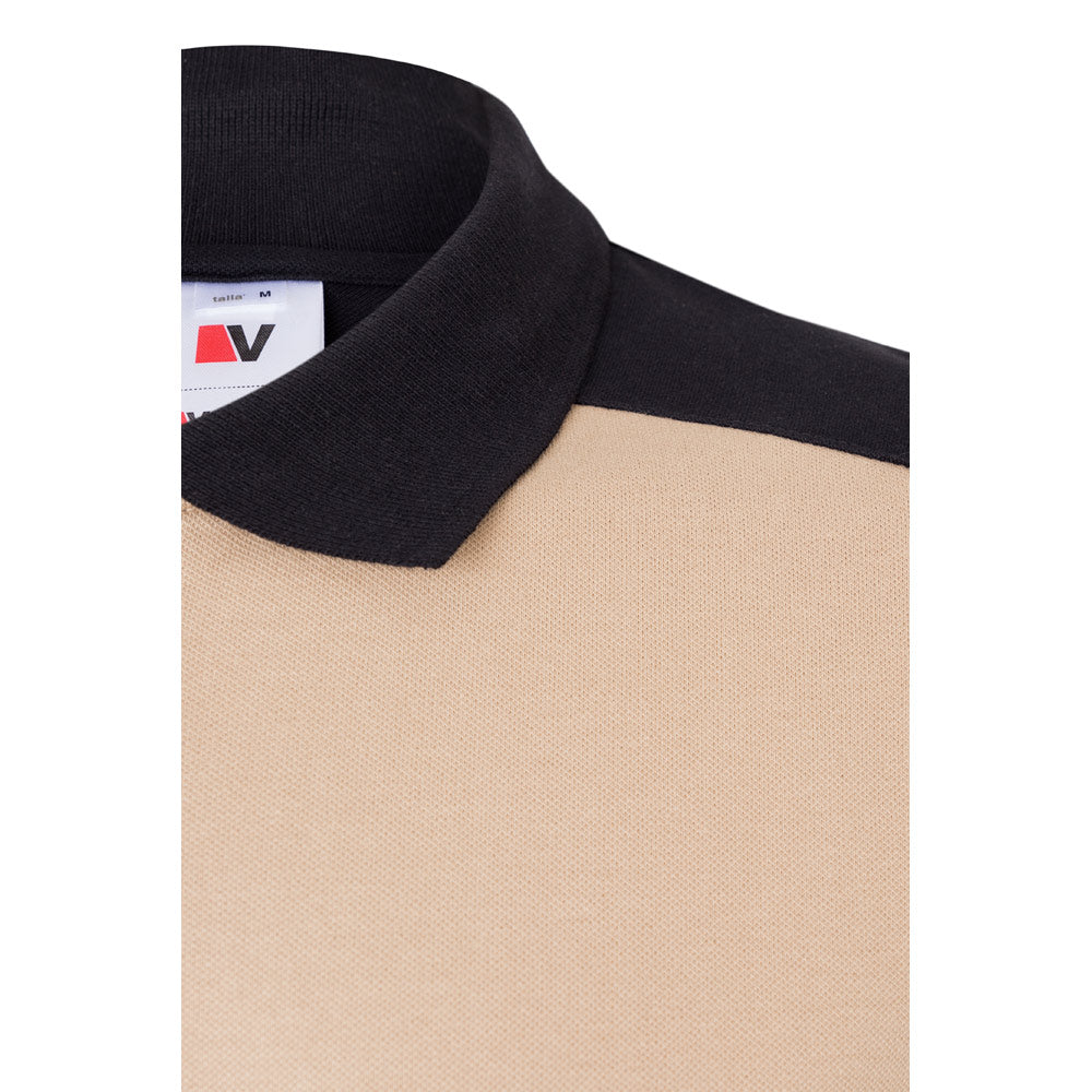 VL VELES. Polo piqué stretch bicolor (200g/m²) de manga curta, em poliéster (96%) e elastano (4%)