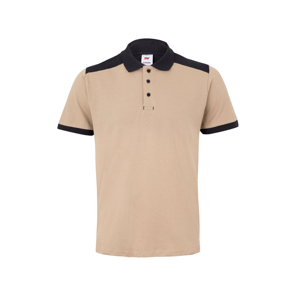 VL VELES. Polo piqué stretch bicolor (200g/m²) de manga curta, em poliéster (96%) e elastano (4%)