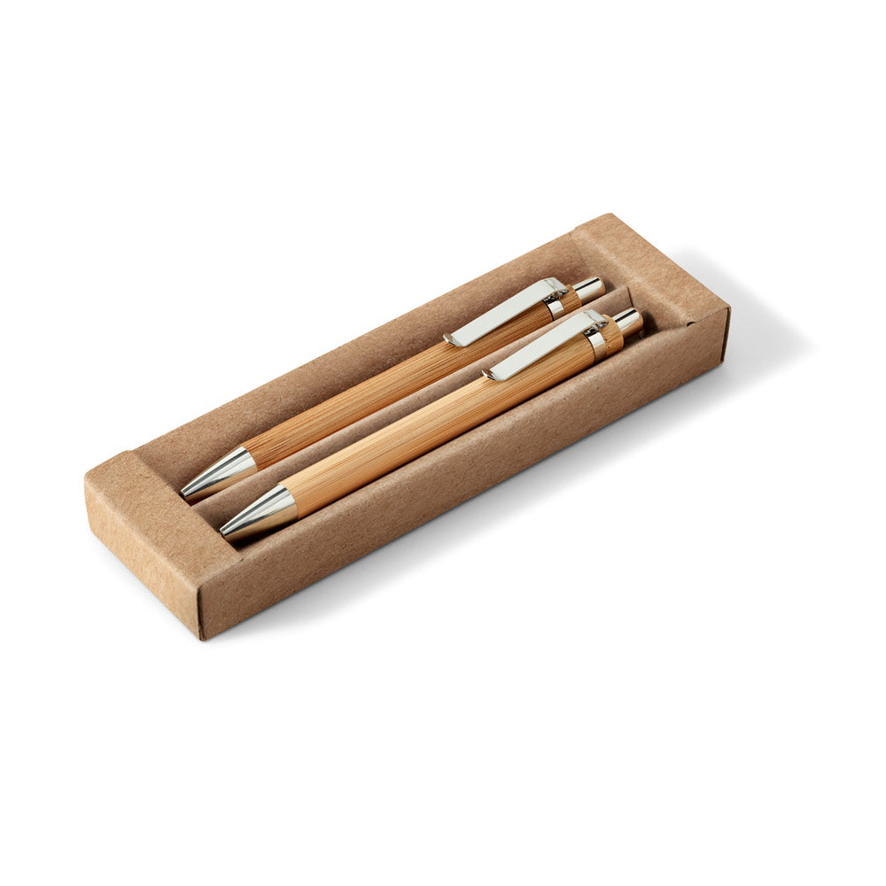 GREENY. Conjunto de esferográfica e lapiseira em bambu