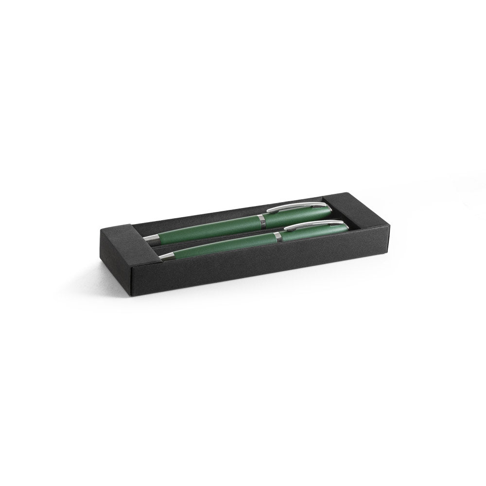 RE-LANDO-SET. Conjunto de roller e esferográfica com corpo em alumínio reciclado (100% rAL)