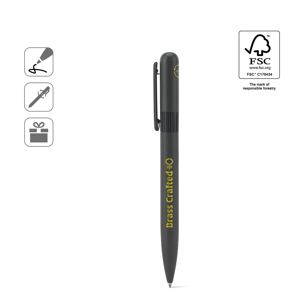 ELSIE ROUND. Esferográfica em metal (60% reciclado) com design arredondado