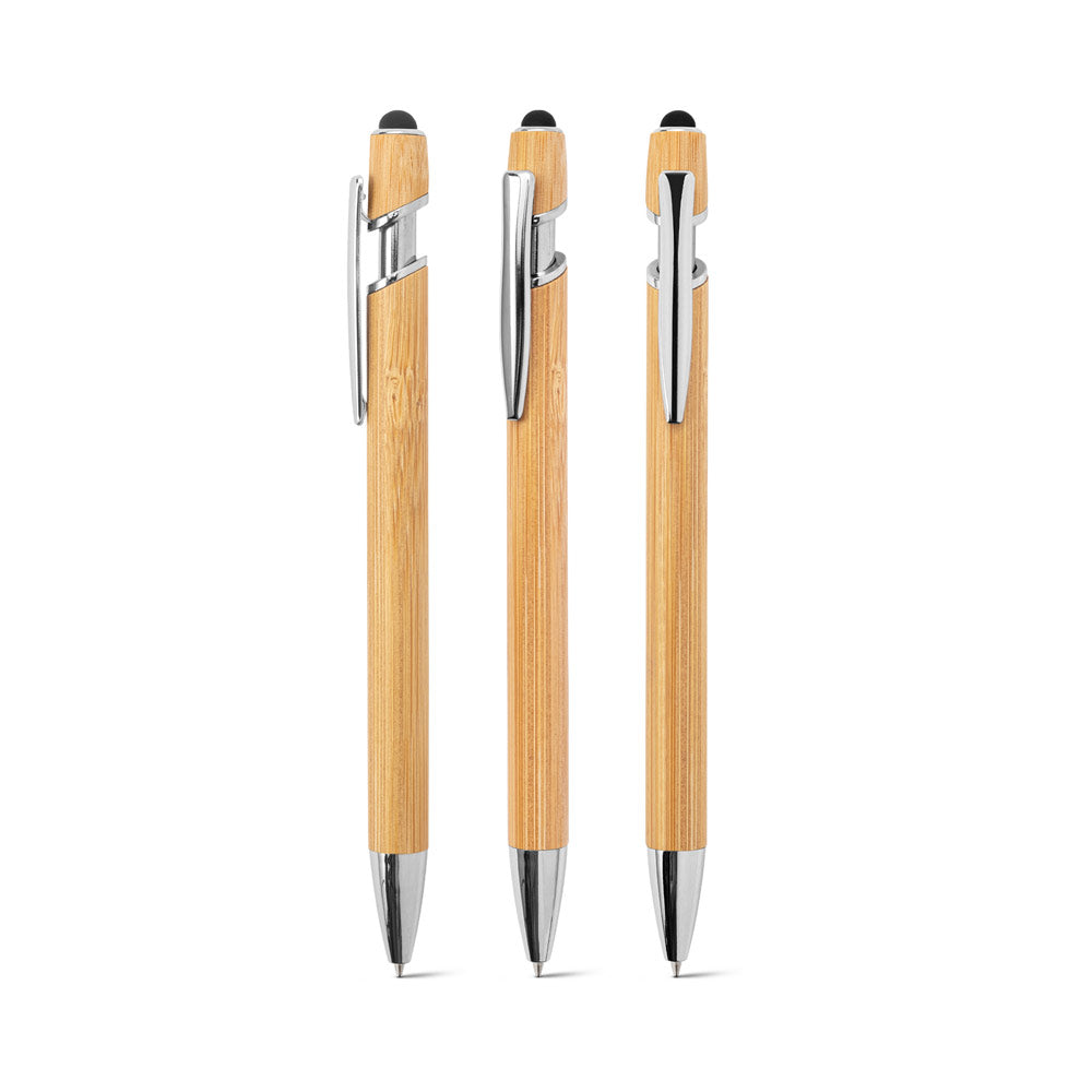 NEIL BAMBOO. Esferográfica em bambu, com detalhes em alumínio cromado