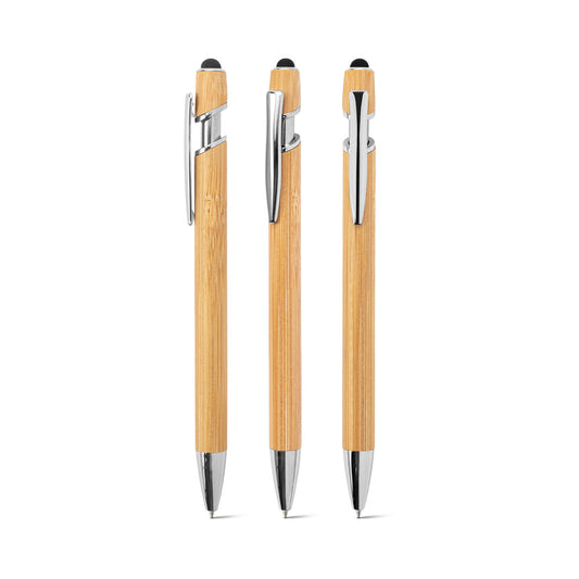 NEIL BAMBOO. Esferográfica em bambu, com detalhes em alumínio cromado