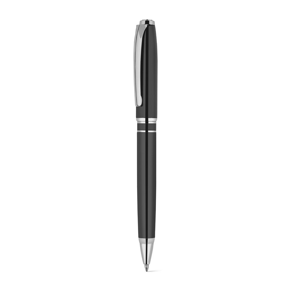SARAMAGO. Set premium de 1 esferográfica e 1 roller em cobre e aço inoxidável, com escrita em azul