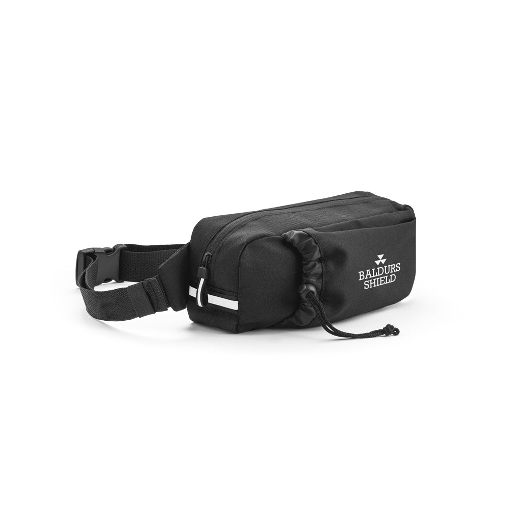 DELFOS POUCH. Bolsa de cintura em poliéster reciclado 300D e poliéster reciclado 600D com elementos refletores