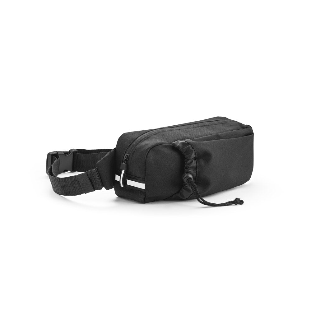 DELFOS POUCH. Bolsa de cintura em poliéster reciclado 300D e poliéster reciclado 600D com elementos refletores