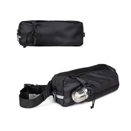 DELFOS POUCH SHINY. Bolsa de cintura em poliéster reciclado 300D (acabamento brilhante) e poliéster reciclado 600D com elementos refletores