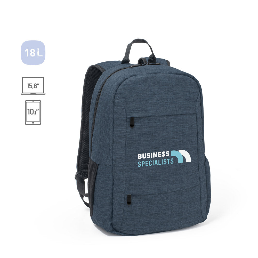 BUSINESS. Mochila para computador portátil em poliéster reciclado 300D
