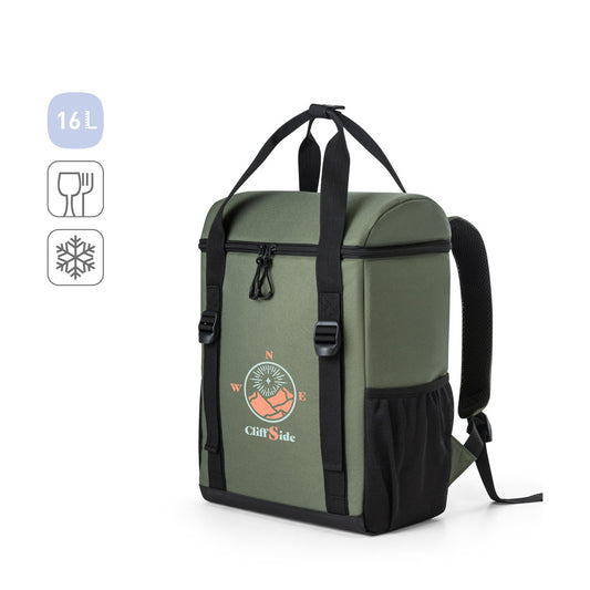 ROMA L. Mochila térmica almofadada em poliéster reciclado 600D ripstop 16 L