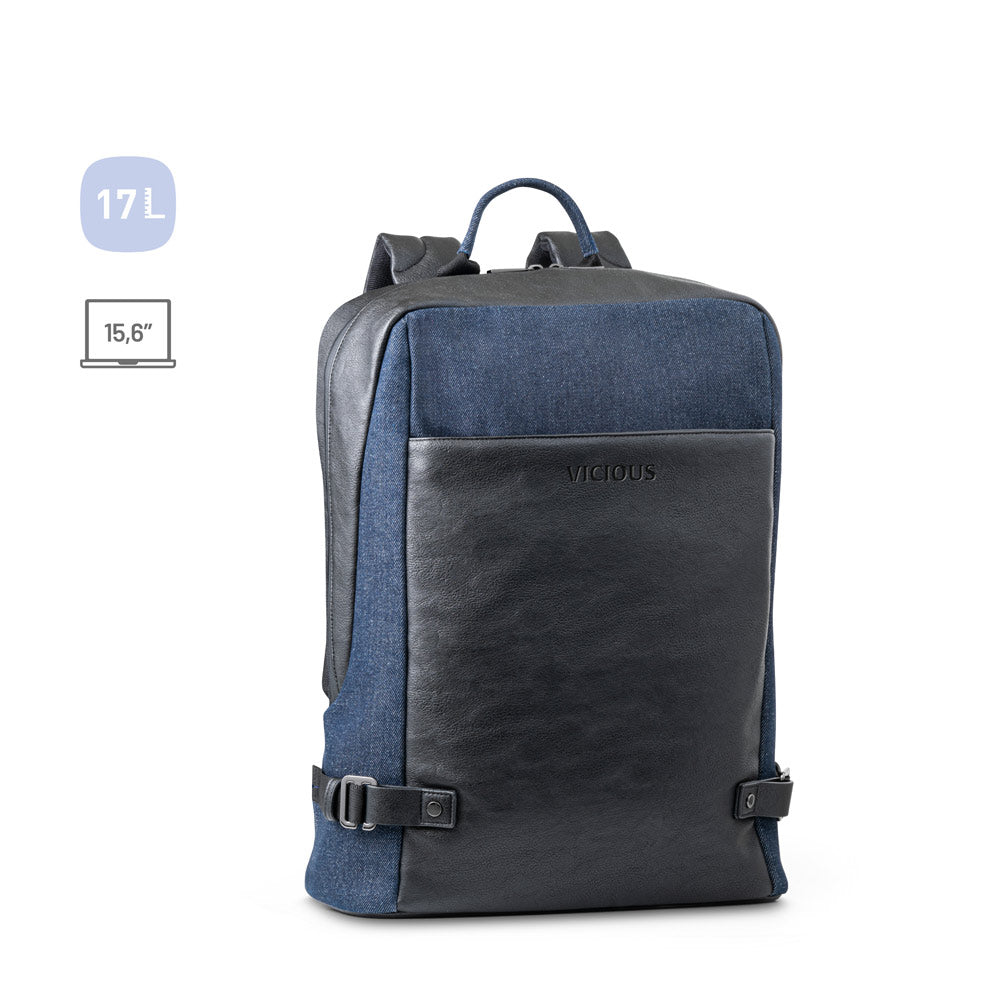 DIVERGENT BACKPACK I. Mochila para portátil até 15'6'' em ganga e PU