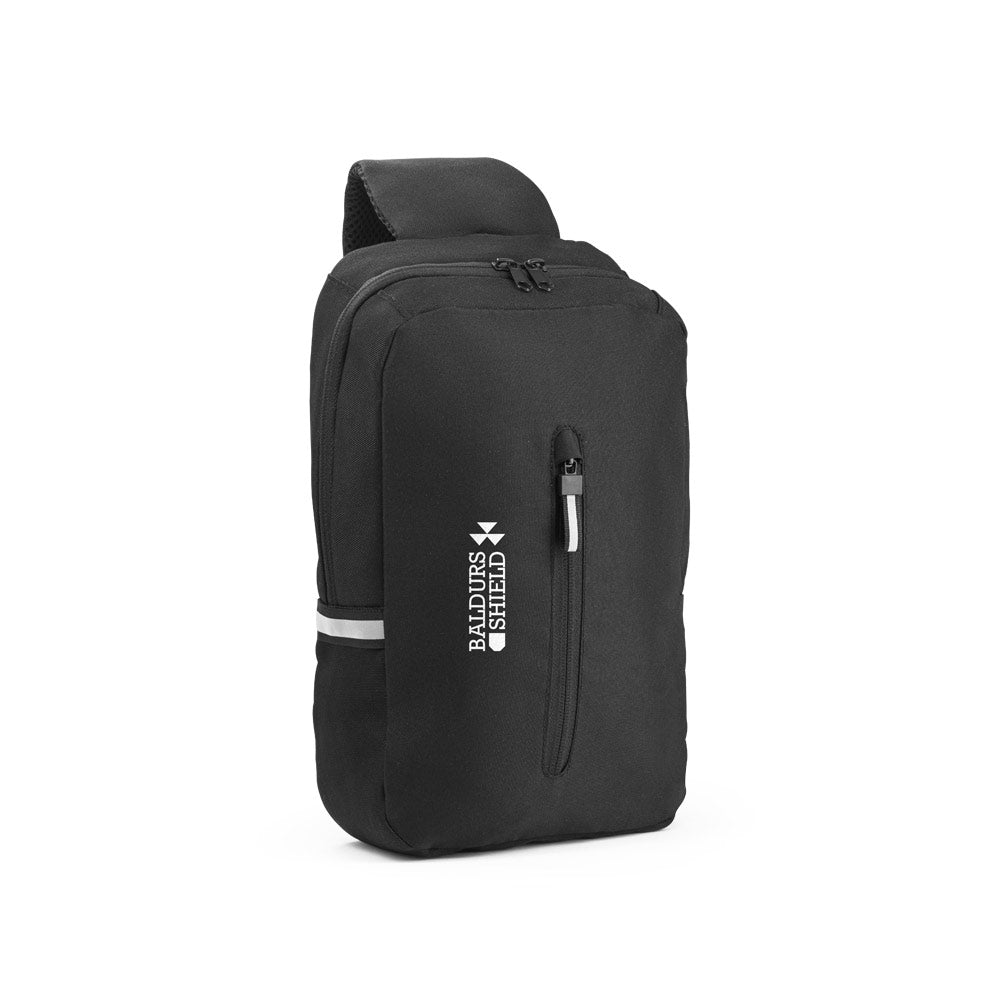 DELFOS. Mochila a tiracolo em poliéster reciclado 300D e poliéster reciclado 600D, com forro em poliéster reciclado 210D