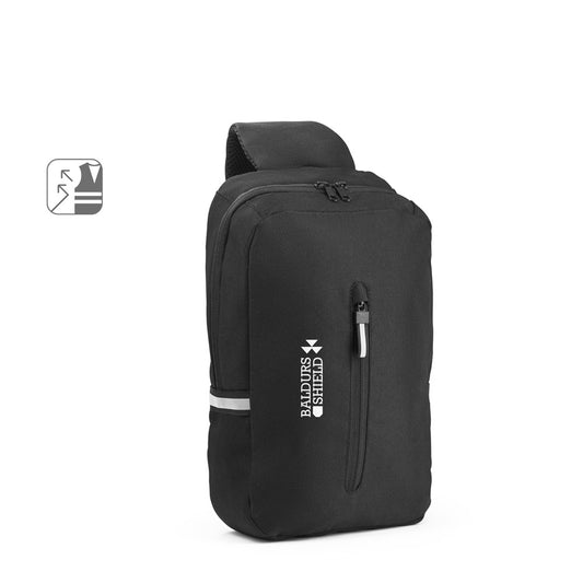DELFOS. Mochila a tiracolo em poliéster reciclado 300D e poliéster reciclado 600D, com forro em poliéster reciclado 210D