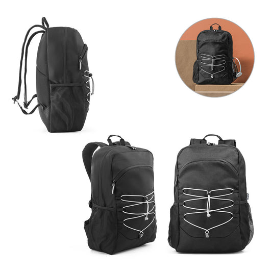 DELFOS BACKPACK. Mochila para computador portátil em poliéster reciclado 300D e poliéster reciclado 600D com elementos refletores