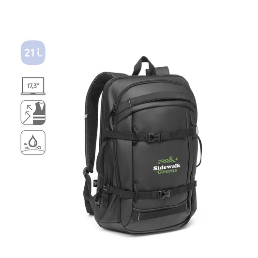KAMPALA. Mochila para computador portátil em poliéster reciclado 900D de alta densidade, com revestimento resistente à água e forro em poliéster reciclado 210D 17'3"
