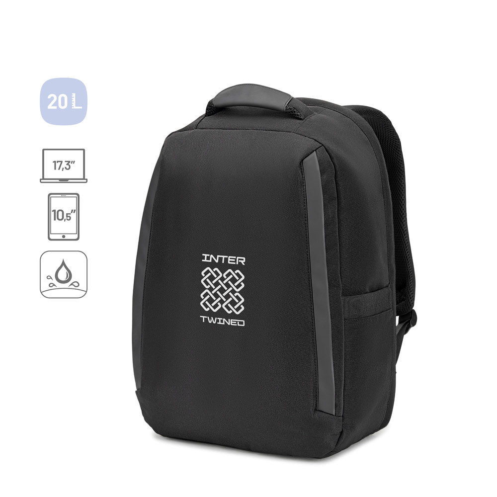 YANGON BPACK. Mochila antirroubo, em sarja com revestimento repelente à água e poliéster reciclado 600D, para computador portátil 17'3"