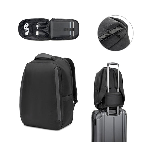 YANGON BPACK. Mochila antirroubo, em sarja com revestimento repelente à água e poliéster reciclado 600D, para computador portátil 17'3"