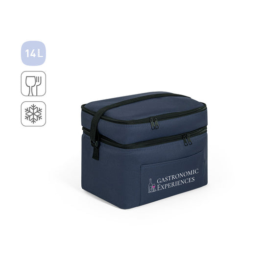 CANCUN LARGE. Saco térmico em poliéster reciclado 600D, com alça em webbing ajustável 14 L