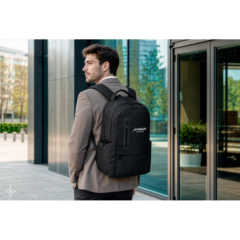 BOSTON SOLID. Mochila para computador portátil (17") em nylon 150D com 2 compartimentos acolchoados