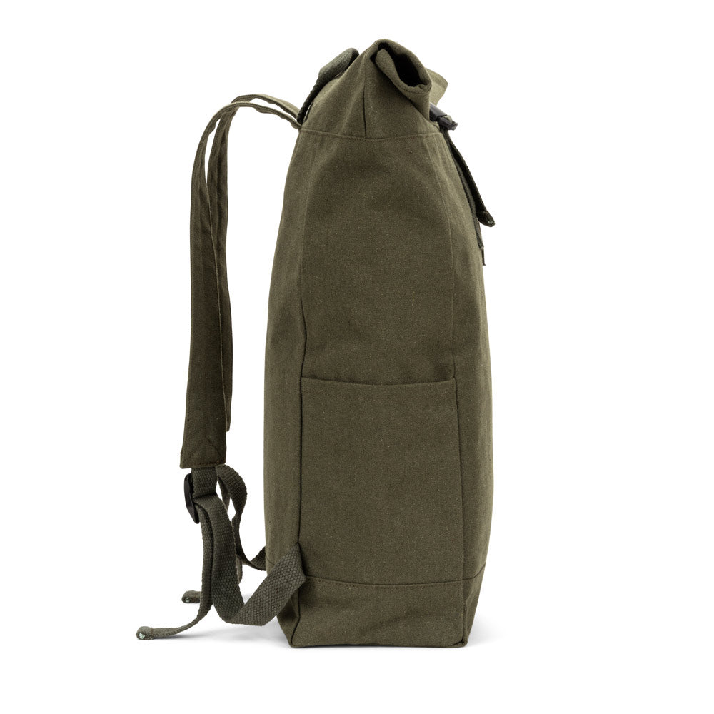 SAINT. Mochila "roll top" em algodão reciclado e poliéster reciclado (380 g/m²)