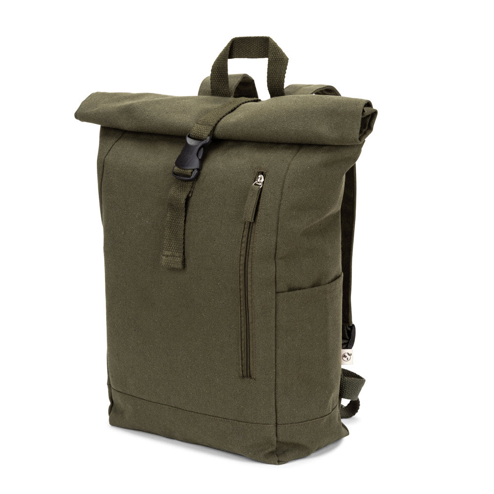 SAINT. Mochila "roll top" em algodão reciclado e poliéster reciclado (380 g/m²)