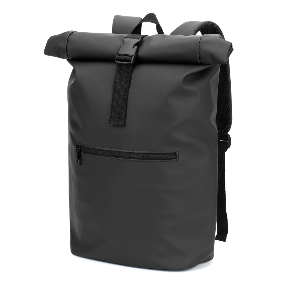 PORTLAND. A mochila "roll top" em PU com bolso para computador portátil 16"
