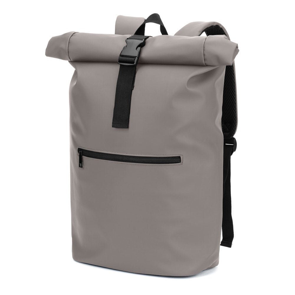 PORTLAND. A mochila "roll top" em PU com bolso para computador portátil 16"
