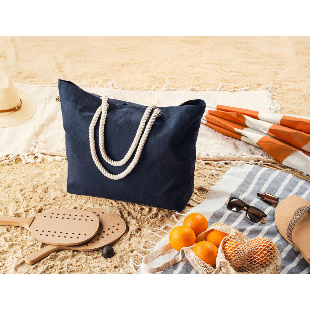 ATHENS. Saco de praia em algodão reciclado (70%) e poliester reciclado (30%) (220 g/m²)