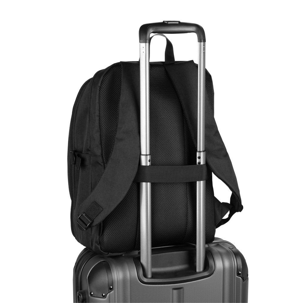 UDINE. Mochila com um compartimento de abertura total em poliéster reciclado 300D de alta densidade 16"