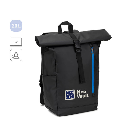 OSASCO BPACK. Mochila "Roll top" com design em sistema de fecho que permite enrolar a parte superior até ajustar ao volume da mochila em poliéster reciclado 600D