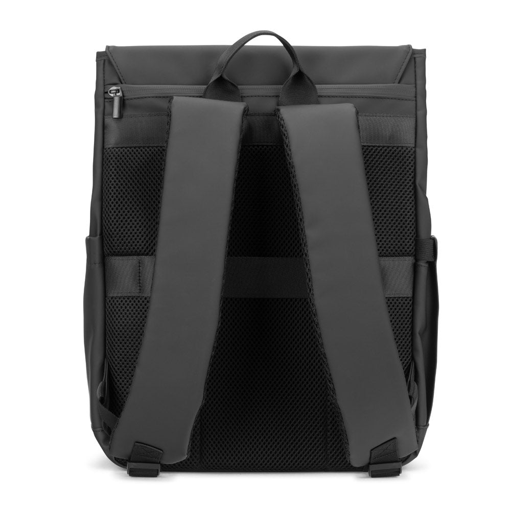 AZORES BAG. Mochila para computador portátil (16") em PU, com pala que cobre todos os compartimentos