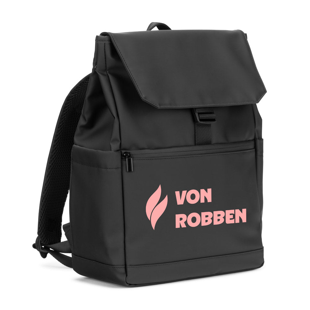 AZORES BAG. Mochila para computador portátil (16") em PU, com pala que cobre todos os compartimentos