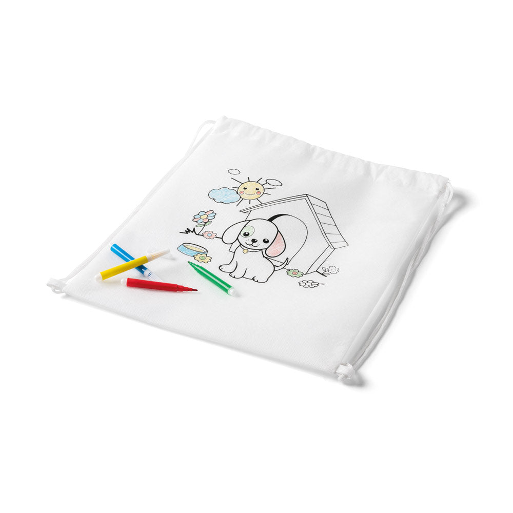 DRAWS. Saco tipo mochila em non-woven para colorir (80 g/m²)