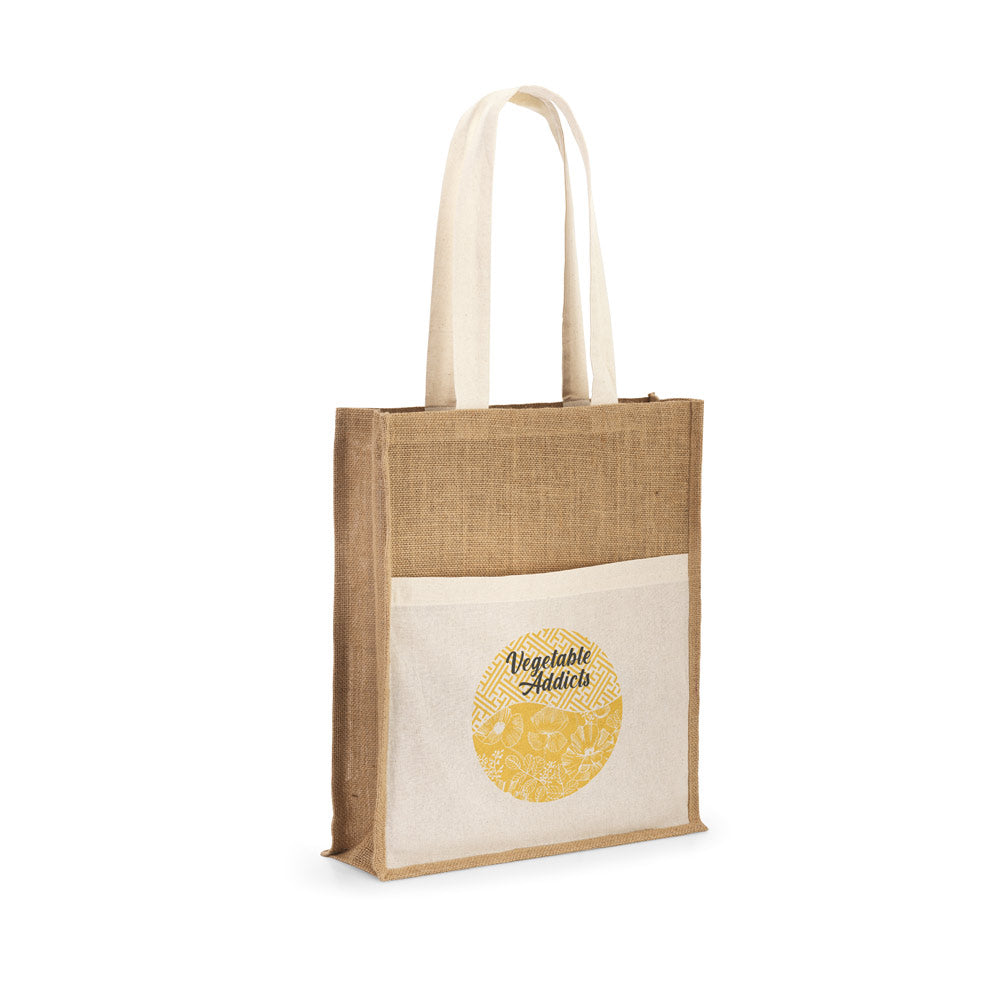 BRAGA. Saco em juta (240 g/m²) e bolso em 100% algodão (140 gm²)