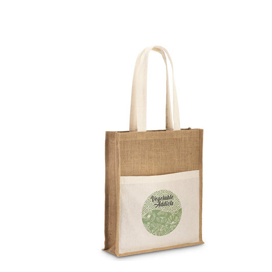 BRAGA. Saco em juta (240 g/m²) e bolso em 100% algodão (140 gm²)